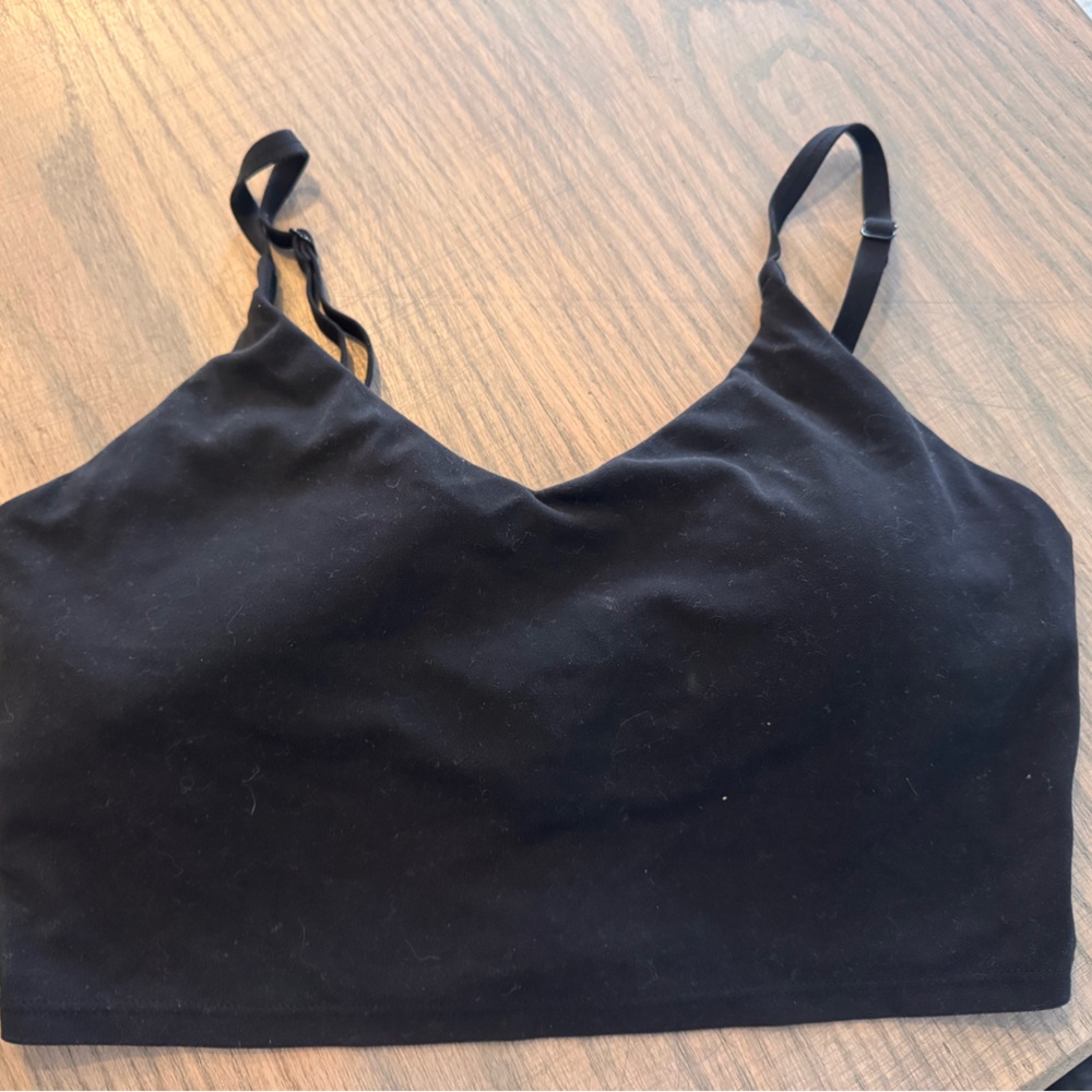 Athleta Black Crop Top/bra tank with removable pads
